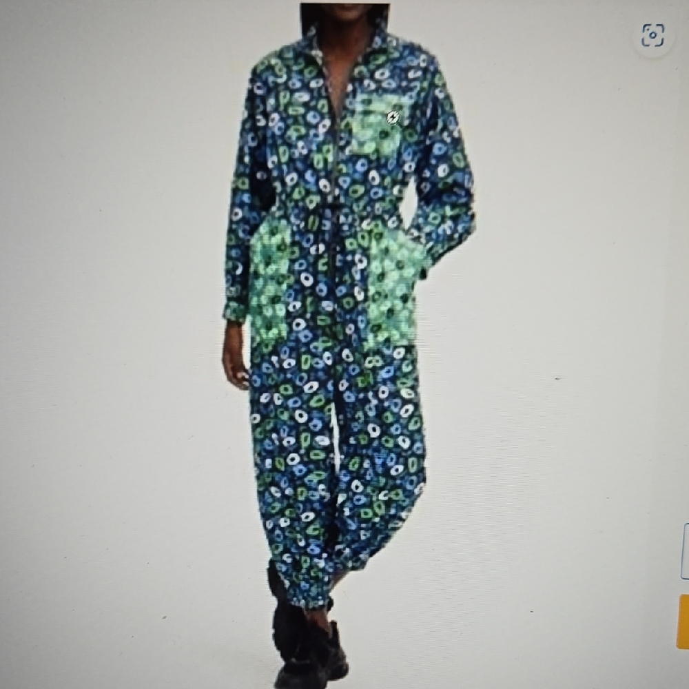 Diane Von Furstenberg Blue and Green Floral Jumpsuit